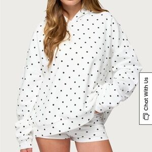NWT Edikted White and Black Polka Dot Hoodie
